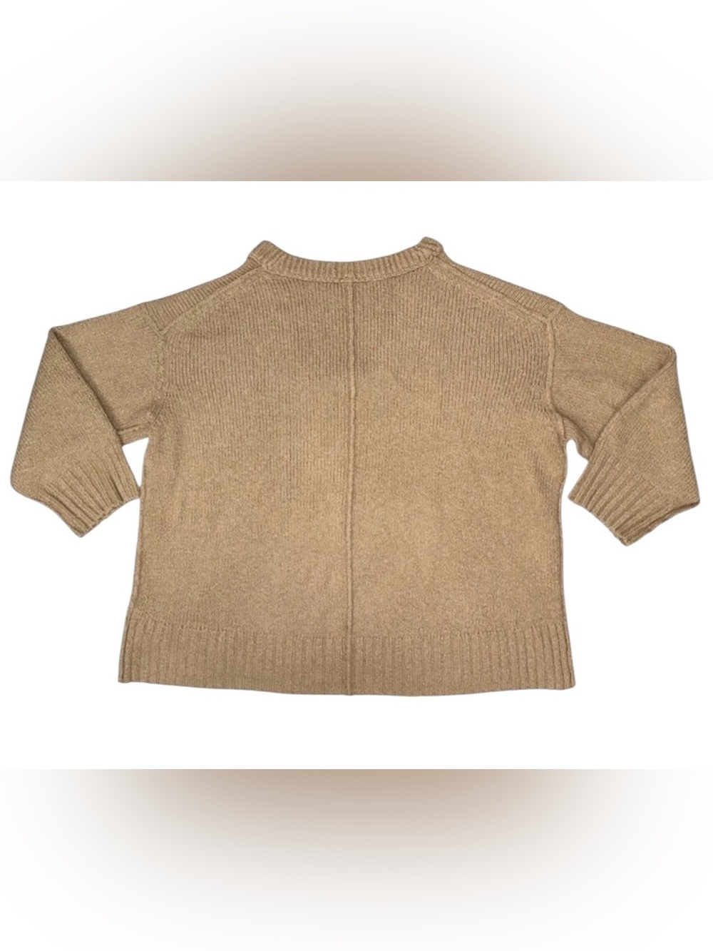 Free People Oversized Sweater Boho Cozy Brookside Slouchy Camel Tan Knit Size M - Picture 7 of 9